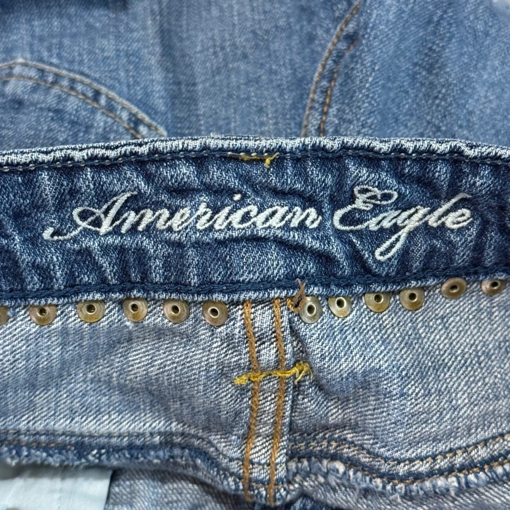 VTG Y2k American Eagle Studded Denim‎ mini micro Shorts Womens Size 4 festival